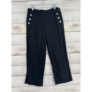 Joie Linen Blend Faux Button Packet Pull On Pants Womens Medium Black